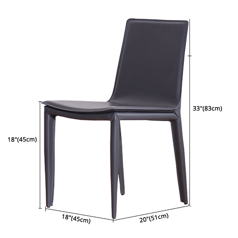 Contemporary Style Leather Dining Side Chair Solid Back Armless Side Chair Clearhalo ' kitchen&dining_furn' 'Dining Chairs' 'Dining Tables & Seating' 'dining_chair' 'furn' 'furn_dining_chair' 'Furniture' 'furniture_dining_chair' 'Kitchen & Dining Furniture' 'kitchen' 3852836