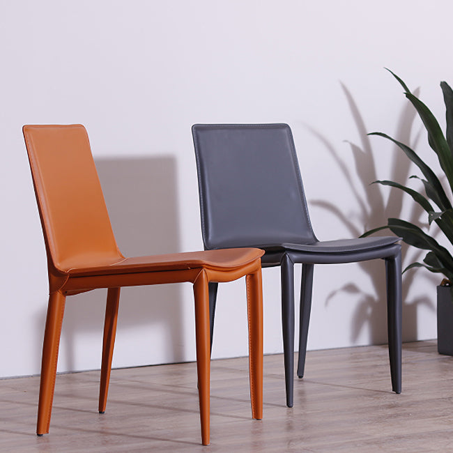 Contemporary Style Leather Dining Side Chair Solid Back Armless Side Chair Clearhalo ' kitchen&dining_furn' 'Dining Chairs' 'Dining Tables & Seating' 'dining_chair' 'furn' 'furn_dining_chair' 'Furniture' 'furniture_dining_chair' 'Kitchen & Dining Furniture' 'kitchen' 3852841