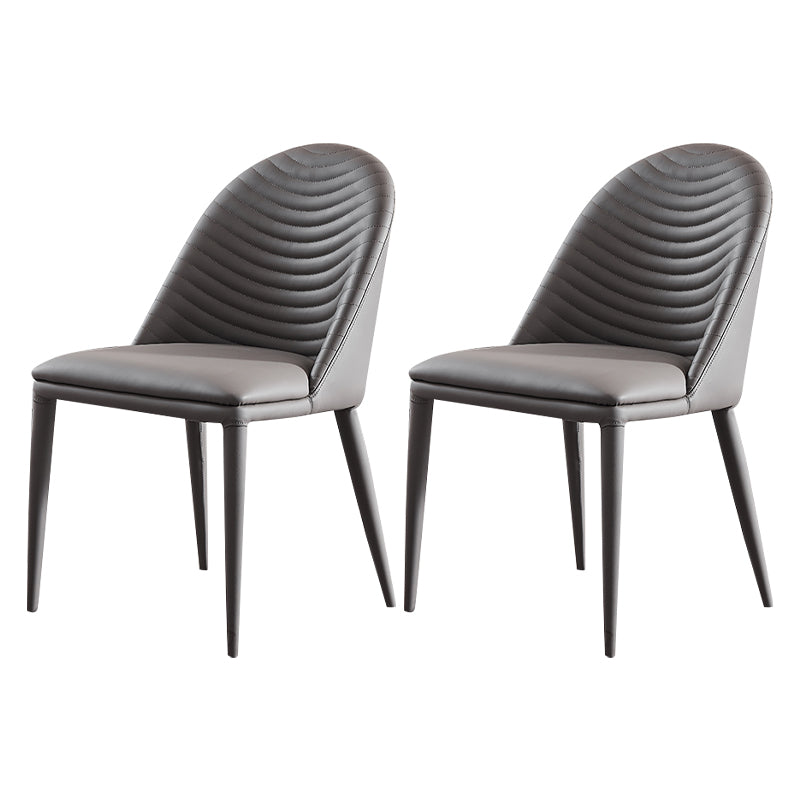 Contemporary Style Upholstered Armless Dining Chairs Solid Back Side Dining Chair Dark Gray 2 Piece Set Clearhalo ' kitchen&dining_furn' 'Dining Chairs' 'Dining Tables & Seating' 'dining_chair' 'furn' 'furn_dining_chair' 'Furniture' 'furniture_dining_chair' 'Kitchen & Dining Furniture' 'kitchen' 3852847