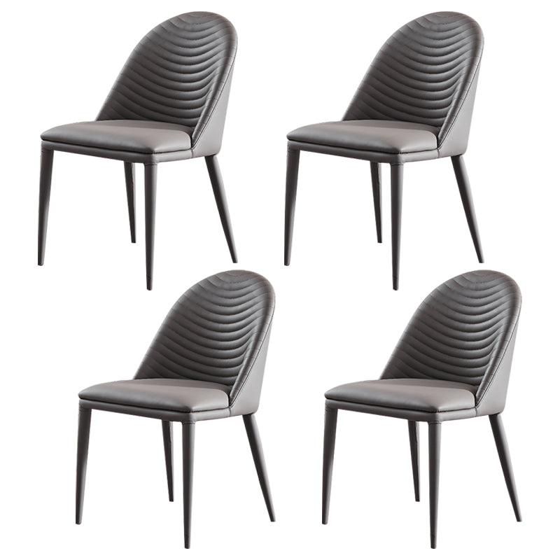 Contemporary Style Upholstered Armless Dining Chairs Solid Back Side Dining Chair Dark Gray 4 Piece Set Clearhalo ' kitchen&dining_furn' 'Dining Chairs' 'Dining Tables & Seating' 'dining_chair' 'furn' 'furn_dining_chair' 'Furniture' 'furniture_dining_chair' 'Kitchen & Dining Furniture' 'kitchen' 3852849