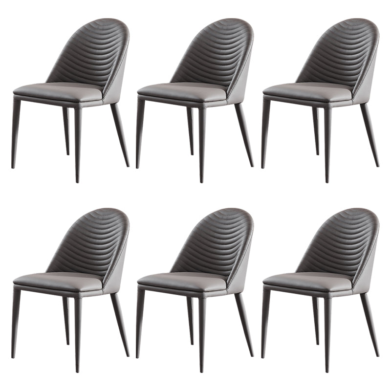 Contemporary Style Upholstered Armless Dining Chairs Solid Back Side Dining Chair Dark Gray 6 Piece Set Clearhalo ' kitchen&dining_furn' 'Dining Chairs' 'Dining Tables & Seating' 'dining_chair' 'furn' 'furn_dining_chair' 'Furniture' 'furniture_dining_chair' 'Kitchen & Dining Furniture' 'kitchen' 3852850
