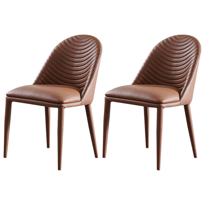 Contemporary Style Upholstered Armless Dining Chairs Solid Back Side Dining Chair Coffee 2 Piece Set Clearhalo ' kitchen&dining_furn' 'Dining Chairs' 'Dining Tables & Seating' 'dining_chair' 'furn' 'furn_dining_chair' 'Furniture' 'furniture_dining_chair' 'Kitchen & Dining Furniture' 'kitchen' 3852865