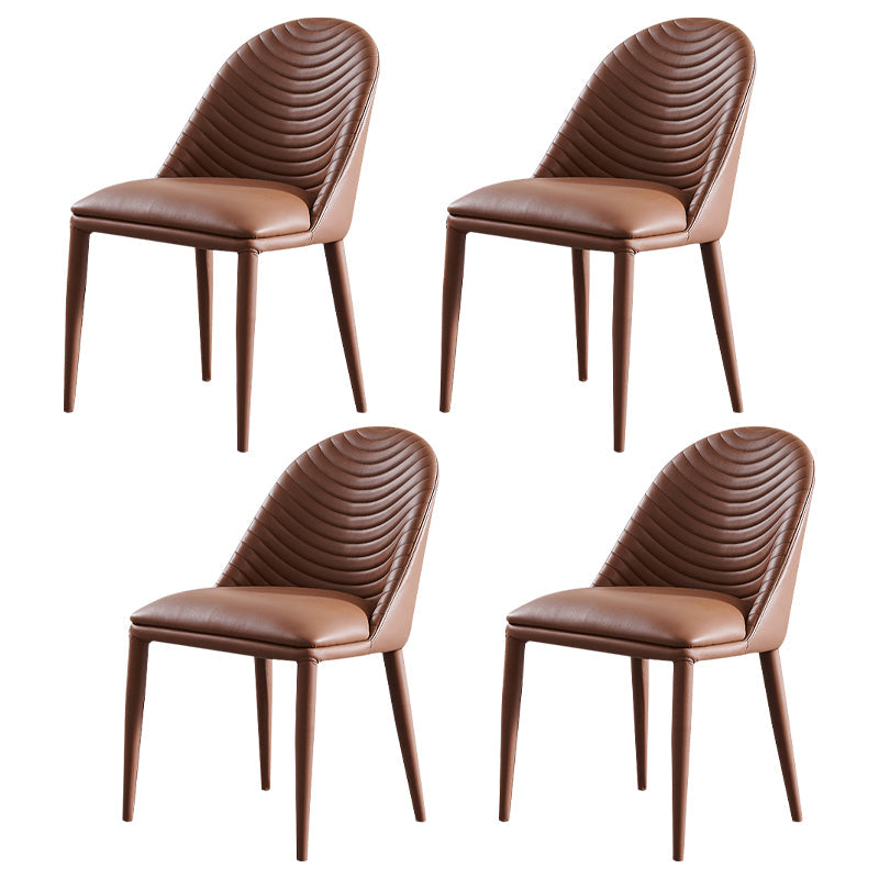 Contemporary Style Upholstered Armless Dining Chairs Solid Back Side Dining Chair Coffee 4 Piece Set Clearhalo ' kitchen&dining_furn' 'Dining Chairs' 'Dining Tables & Seating' 'dining_chair' 'furn' 'furn_dining_chair' 'Furniture' 'furniture_dining_chair' 'Kitchen & Dining Furniture' 'kitchen' 3852867