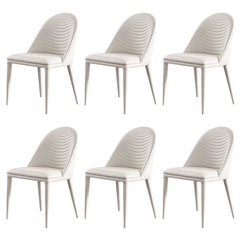 Contemporary Style Upholstered Armless Dining Chairs Solid Back Side Dining Chair Beige 6 Piece Set Clearhalo ' kitchen&dining_furn' 'Dining Chairs' 'Dining Tables & Seating' 'dining_chair' 'furn' 'furn_dining_chair' 'Furniture' 'furniture_dining_chair' 'Kitchen & Dining Furniture' 'kitchen' 3852871