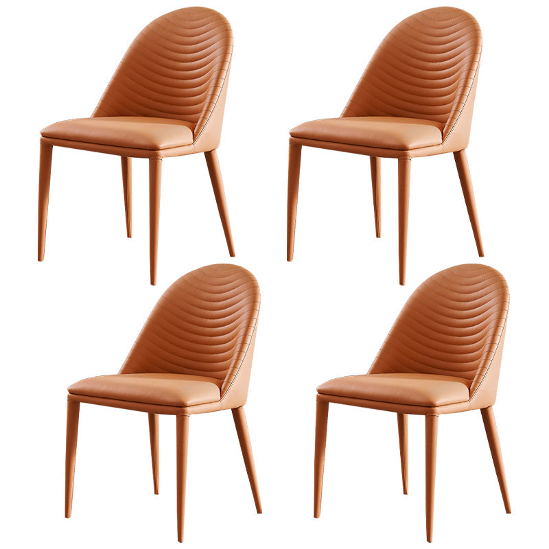 Contemporary Style Upholstered Armless Dining Chairs Solid Back Side Dining Chair Orange 4 Piece Set Clearhalo ' kitchen&dining_furn' 'Dining Chairs' 'Dining Tables & Seating' 'dining_chair' 'furn' 'furn_dining_chair' 'Furniture' 'furniture_dining_chair' 'Kitchen & Dining Furniture' 'kitchen' 3852873