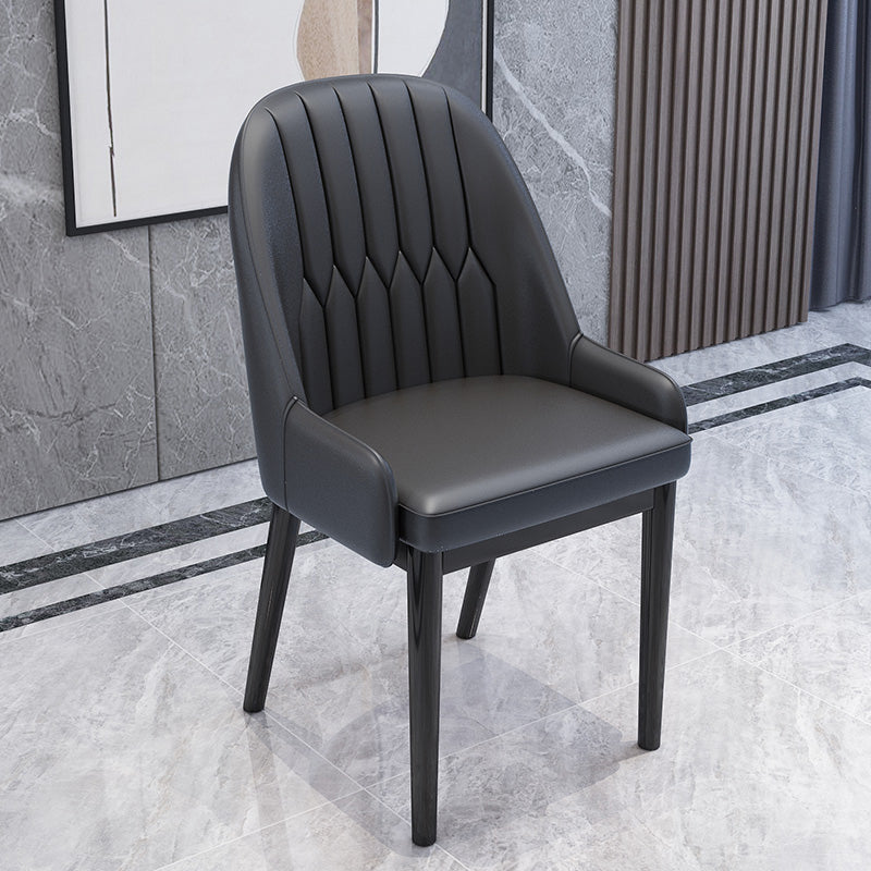 Nordic Style Metal Dining Chairs Home Cushioned Parsons Chair with Arm Textured Black 1 Piece Clearhalo ' kitchen&dining_furn' 'Dining Chairs' 'Dining Tables & Seating' 'dining_chair' 'furn' 'furn_dining_chair' 'Furniture' 'furniture_dining_chair' 'Kitchen & Dining Furniture' 'kitchen' 3852876