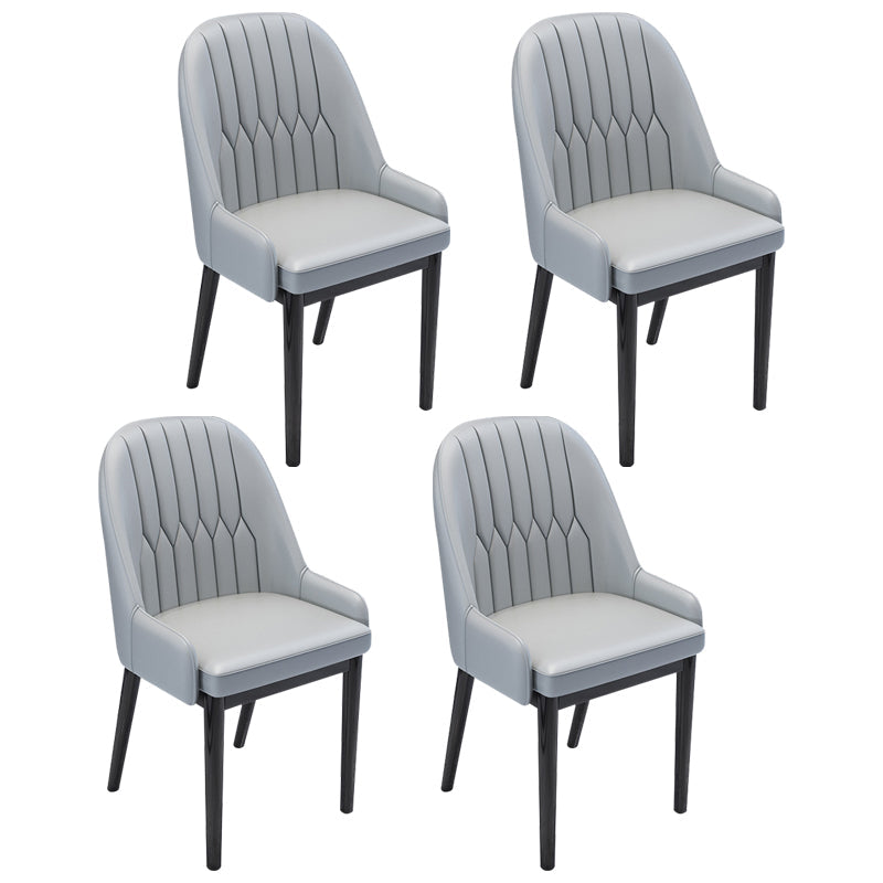 Nordic Style Metal Dining Chairs Home Cushioned Parsons Chair with Arm Light Gray 4 Piece Set Clearhalo ' kitchen&dining_furn' 'Dining Chairs' 'Dining Tables & Seating' 'dining_chair' 'furn' 'furn_dining_chair' 'Furniture' 'furniture_dining_chair' 'Kitchen & Dining Furniture' 'kitchen' 3852886