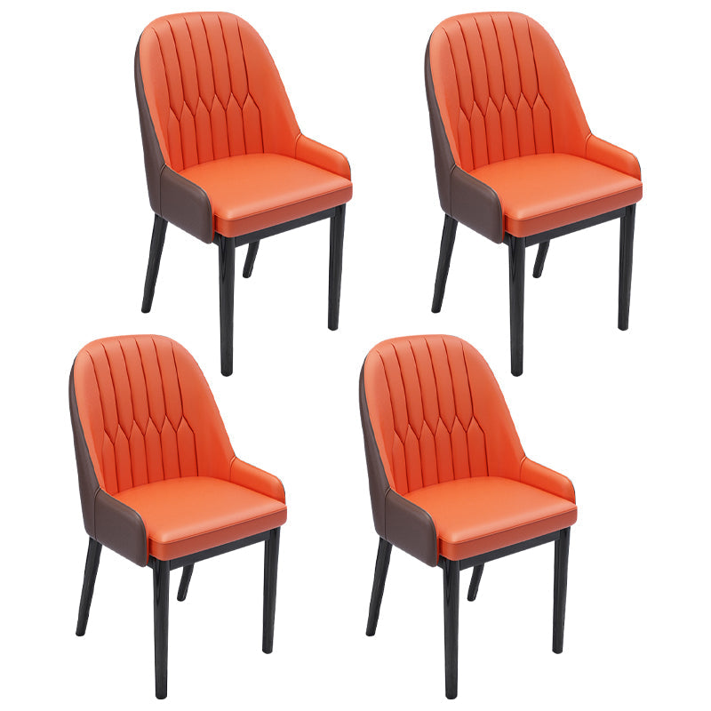 Nordic Style Metal Dining Chairs Home Cushioned Parsons Chair with Arm Red 4 Piece Set Clearhalo ' kitchen&dining_furn' 'Dining Chairs' 'Dining Tables & Seating' 'dining_chair' 'furn' 'furn_dining_chair' 'Furniture' 'furniture_dining_chair' 'Kitchen & Dining Furniture' 'kitchen' 3852892