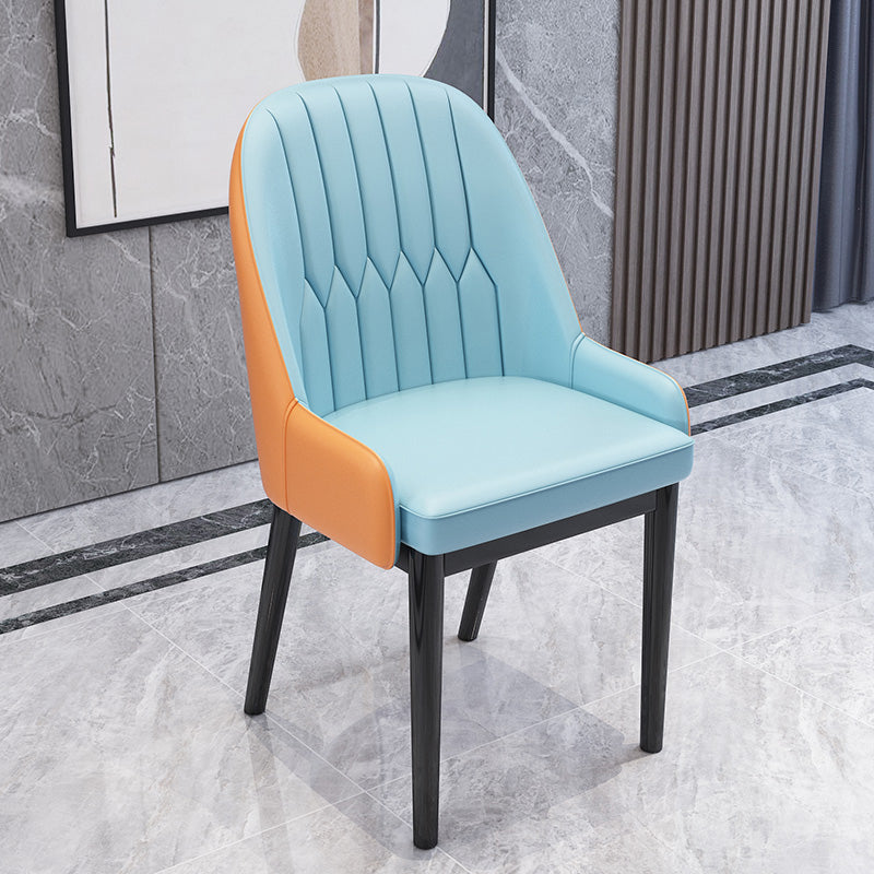 Nordic Style Metal Dining Chairs Home Cushioned Parsons Chair with Arm Blue-Orange 1 Piece Clearhalo ' kitchen&dining_furn' 'Dining Chairs' 'Dining Tables & Seating' 'dining_chair' 'furn' 'furn_dining_chair' 'Furniture' 'furniture_dining_chair' 'Kitchen & Dining Furniture' 'kitchen' 3852894