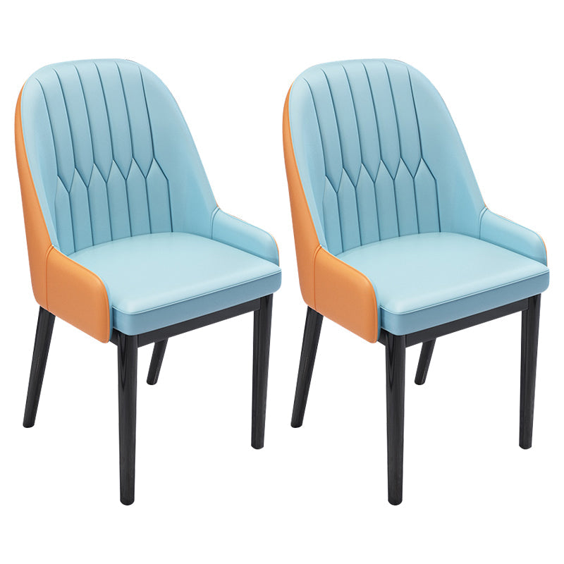 Nordic Style Metal Dining Chairs Home Cushioned Parsons Chair with Arm Blue-Orange 2 Piece Set Clearhalo ' kitchen&dining_furn' 'Dining Chairs' 'Dining Tables & Seating' 'dining_chair' 'furn' 'furn_dining_chair' 'Furniture' 'furniture_dining_chair' 'Kitchen & Dining Furniture' 'kitchen' 3852896