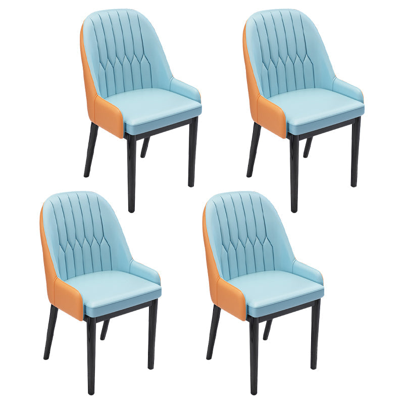 Nordic Style Metal Dining Chairs Home Cushioned Parsons Chair with Arm Blue-Orange 4 Piece Set Clearhalo ' kitchen&dining_furn' 'Dining Chairs' 'Dining Tables & Seating' 'dining_chair' 'furn' 'furn_dining_chair' 'Furniture' 'furniture_dining_chair' 'Kitchen & Dining Furniture' 'kitchen' 3852898