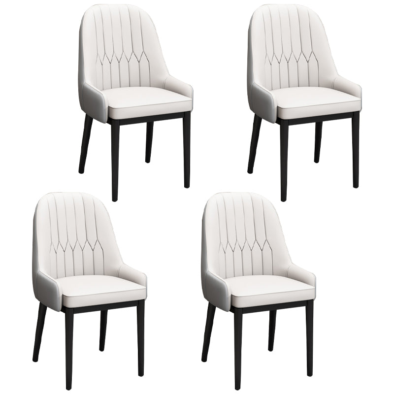 Nordic Style Metal Dining Chairs Home Cushioned Parsons Chair with Arm Gray-White 4 Piece Set Clearhalo ' kitchen&dining_furn' 'Dining Chairs' 'Dining Tables & Seating' 'dining_chair' 'furn' 'furn_dining_chair' 'Furniture' 'furniture_dining_chair' 'Kitchen & Dining Furniture' 'kitchen' 3852903