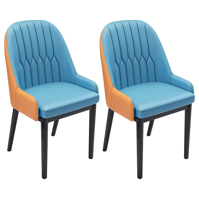 Nordic Style Metal Dining Chairs Home Cushioned Parsons Chair with Arm Royal Blue 2 Piece Set Clearhalo ' kitchen&dining_furn' 'Dining Chairs' 'Dining Tables & Seating' 'dining_chair' 'furn' 'furn_dining_chair' 'Furniture' 'furniture_dining_chair' 'Kitchen & Dining Furniture' 'kitchen' 3852908