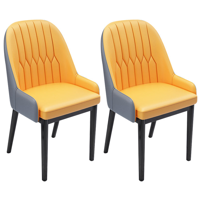 Nordic Style Metal Dining Chairs Home Cushioned Parsons Chair with Arm Yellow-Gray 2 Piece Set Clearhalo ' kitchen&dining_furn' 'Dining Chairs' 'Dining Tables & Seating' 'dining_chair' 'furn' 'furn_dining_chair' 'Furniture' 'furniture_dining_chair' 'Kitchen & Dining Furniture' 'kitchen' 3852911