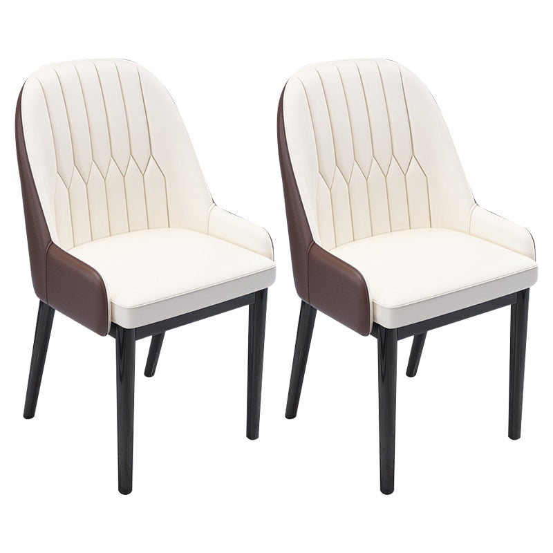 Nordic Style Metal Dining Chairs Home Cushioned Parsons Chair with Arm Textured White 2 Piece Set Clearhalo ' kitchen&dining_furn' 'Dining Chairs' 'Dining Tables & Seating' 'dining_chair' 'furn' 'furn_dining_chair' 'Furniture' 'furniture_dining_chair' 'Kitchen & Dining Furniture' 'kitchen' 3852914