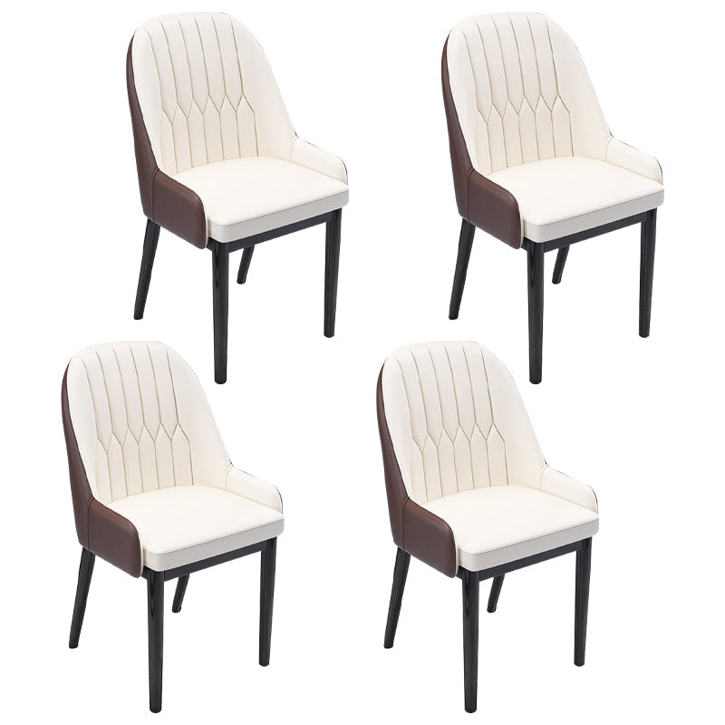 Nordic Style Metal Dining Chairs Home Cushioned Parsons Chair with Arm Textured White 4 Piece Set Clearhalo ' kitchen&dining_furn' 'Dining Chairs' 'Dining Tables & Seating' 'dining_chair' 'furn' 'furn_dining_chair' 'Furniture' 'furniture_dining_chair' 'Kitchen & Dining Furniture' 'kitchen' 3852915