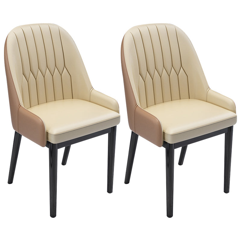 Nordic Style Metal Dining Chairs Home Cushioned Parsons Chair with Arm Beige 2 Piece Set Clearhalo ' kitchen&dining_furn' 'Dining Chairs' 'Dining Tables & Seating' 'dining_chair' 'furn' 'furn_dining_chair' 'Furniture' 'furniture_dining_chair' 'Kitchen & Dining Furniture' 'kitchen' 3852917