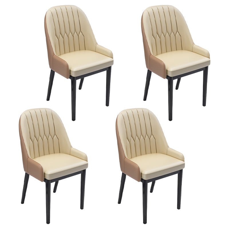 Nordic Style Metal Dining Chairs Home Cushioned Parsons Chair with Arm Beige 4 Piece Set Clearhalo ' kitchen&dining_furn' 'Dining Chairs' 'Dining Tables & Seating' 'dining_chair' 'furn' 'furn_dining_chair' 'Furniture' 'furniture_dining_chair' 'Kitchen & Dining Furniture' 'kitchen' 3852918