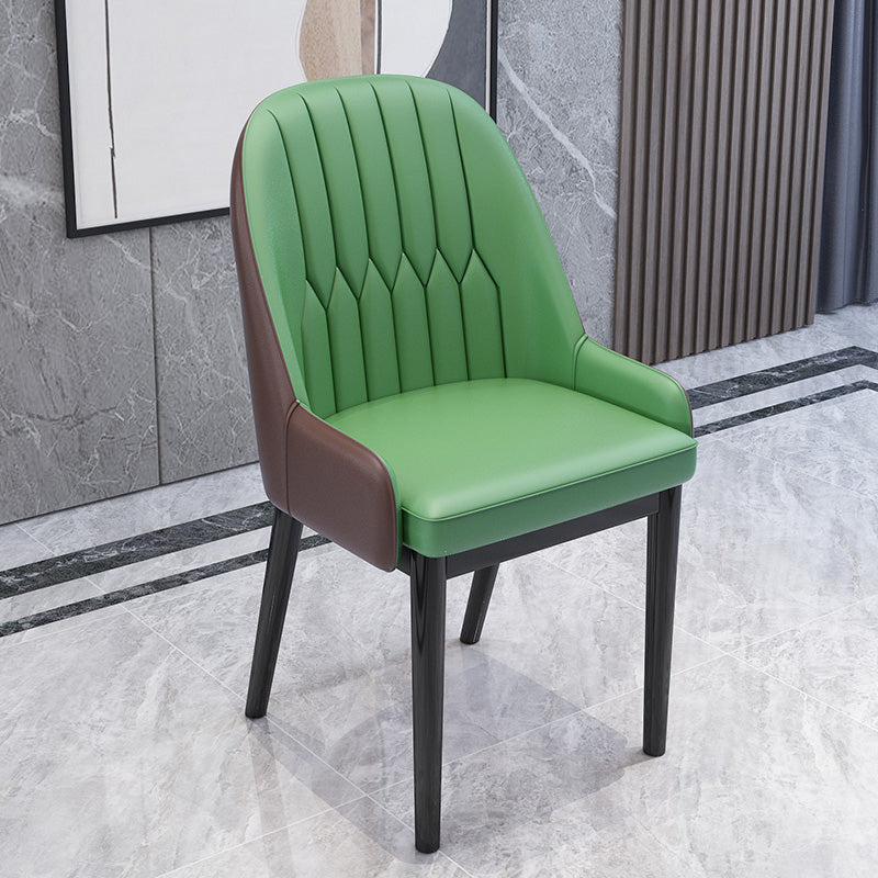 Nordic Style Metal Dining Chairs Home Cushioned Parsons Chair with Arm Blackish Green 1 Piece Clearhalo ' kitchen&dining_furn' 'Dining Chairs' 'Dining Tables & Seating' 'dining_chair' 'furn' 'furn_dining_chair' 'Furniture' 'furniture_dining_chair' 'Kitchen & Dining Furniture' 'kitchen' 3852919
