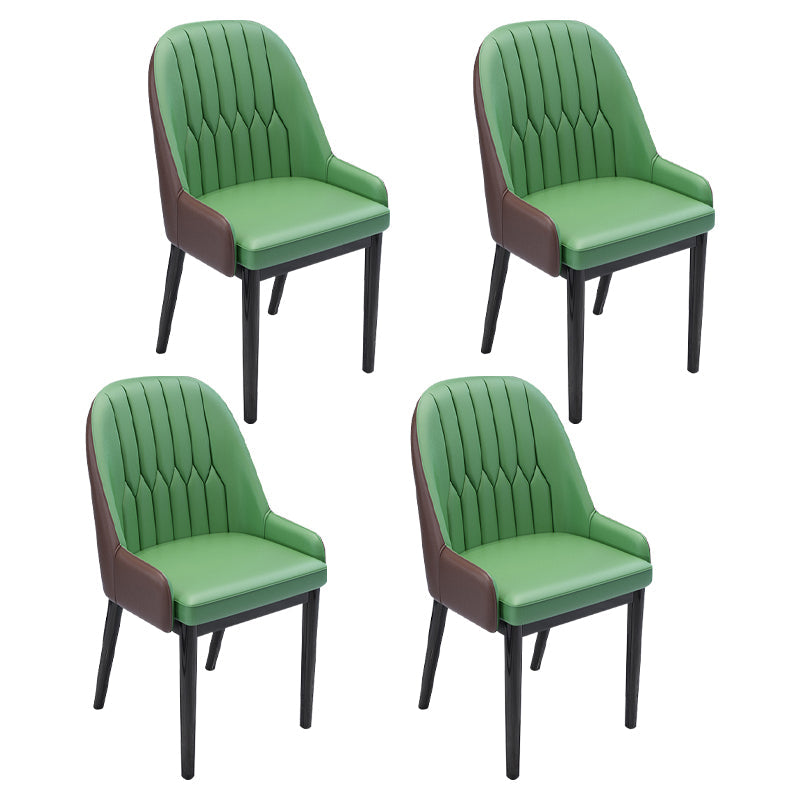 Nordic Style Metal Dining Chairs Home Cushioned Parsons Chair with Arm Blackish Green 4 Piece Set Clearhalo ' kitchen&dining_furn' 'Dining Chairs' 'Dining Tables & Seating' 'dining_chair' 'furn' 'furn_dining_chair' 'Furniture' 'furniture_dining_chair' 'Kitchen & Dining Furniture' 'kitchen' 3852921