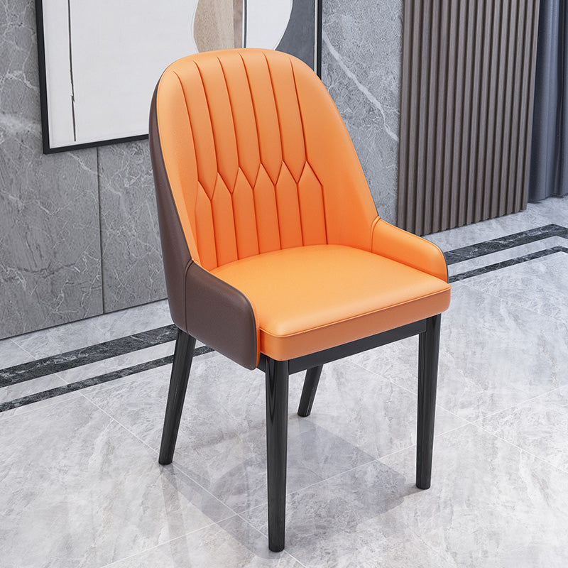 Nordic Style Metal Dining Chairs Home Cushioned Parsons Chair with Arm Orange 1 Piece Clearhalo ' kitchen&dining_furn' 'Dining Chairs' 'Dining Tables & Seating' 'dining_chair' 'furn' 'furn_dining_chair' 'Furniture' 'furniture_dining_chair' 'Kitchen & Dining Furniture' 'kitchen' 3852922