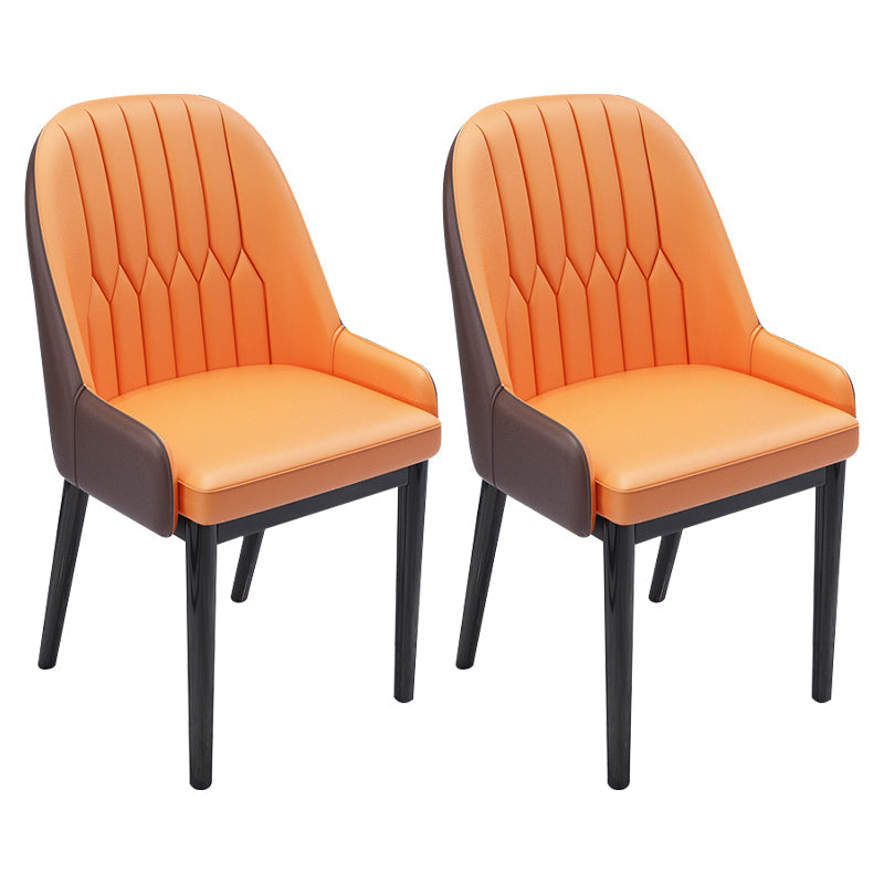 Nordic Style Metal Dining Chairs Home Cushioned Parsons Chair with Arm Orange 2 Piece Set Clearhalo ' kitchen&dining_furn' 'Dining Chairs' 'Dining Tables & Seating' 'dining_chair' 'furn' 'furn_dining_chair' 'Furniture' 'furniture_dining_chair' 'Kitchen & Dining Furniture' 'kitchen' 3852923