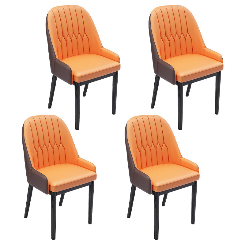 Nordic Style Metal Dining Chairs Home Cushioned Parsons Chair with Arm Orange 4 Piece Set Clearhalo ' kitchen&dining_furn' 'Dining Chairs' 'Dining Tables & Seating' 'dining_chair' 'furn' 'furn_dining_chair' 'Furniture' 'furniture_dining_chair' 'Kitchen & Dining Furniture' 'kitchen' 3852924