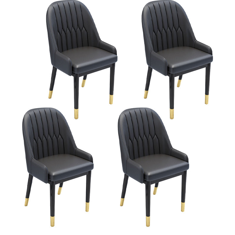Nordic Style Metal Dining Chairs Home Cushioned Parsons Chair with Arm Black 4 Piece Set Clearhalo ' kitchen&dining_furn' 'Dining Chairs' 'Dining Tables & Seating' 'dining_chair' 'furn' 'furn_dining_chair' 'Furniture' 'furniture_dining_chair' 'Kitchen & Dining Furniture' 'kitchen' 3852927