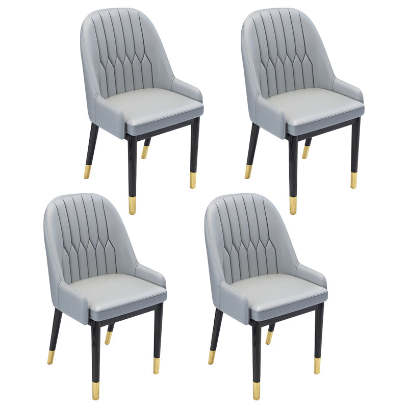 Nordic Style Metal Dining Chairs Home Cushioned Parsons Chair with Arm Grey 4 Piece Set Clearhalo ' kitchen&dining_furn' 'Dining Chairs' 'Dining Tables & Seating' 'dining_chair' 'furn' 'furn_dining_chair' 'Furniture' 'furniture_dining_chair' 'Kitchen & Dining Furniture' 'kitchen' 3852930