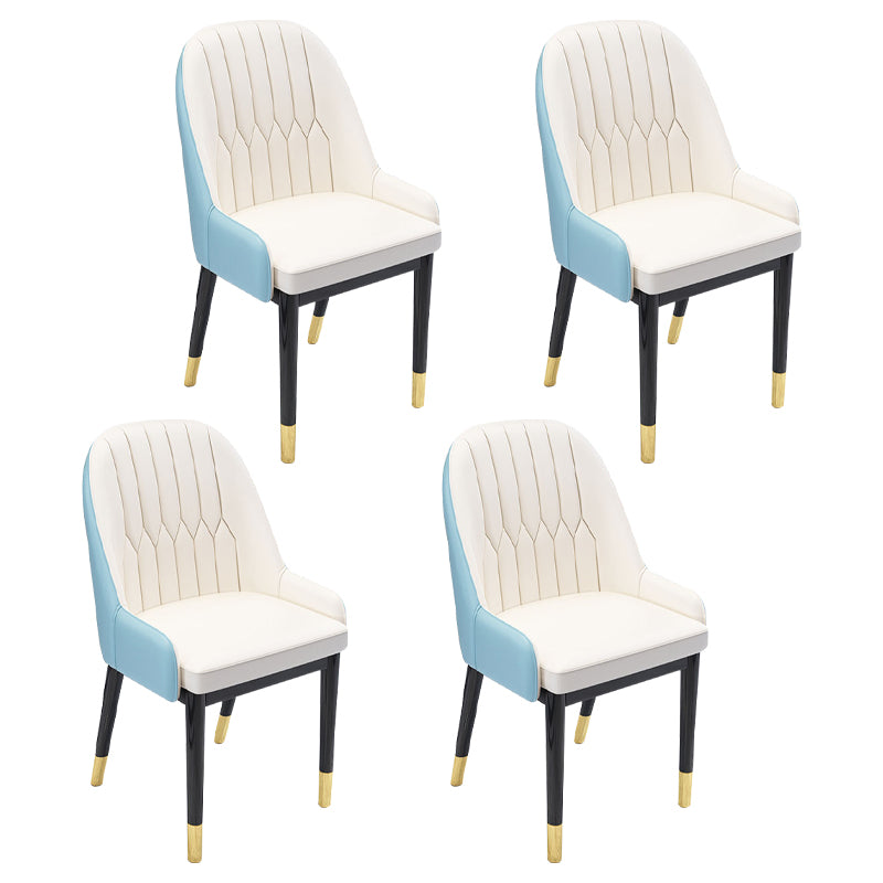Nordic Style Metal Dining Chairs Home Cushioned Parsons Chair with Arm White 4 Piece Set Clearhalo ' kitchen&dining_furn' 'Dining Chairs' 'Dining Tables & Seating' 'dining_chair' 'furn' 'furn_dining_chair' 'Furniture' 'furniture_dining_chair' 'Kitchen & Dining Furniture' 'kitchen' 3852933