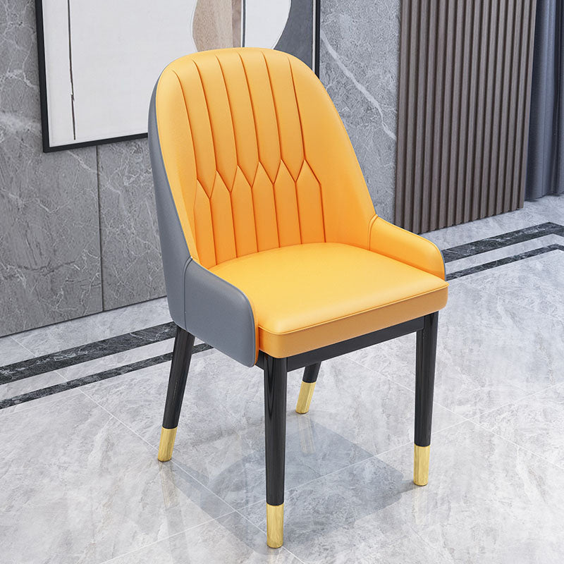 Nordic Style Metal Dining Chairs Home Cushioned Parsons Chair with Arm Yellow 1 Piece Clearhalo ' kitchen&dining_furn' 'Dining Chairs' 'Dining Tables & Seating' 'dining_chair' 'furn' 'furn_dining_chair' 'Furniture' 'furniture_dining_chair' 'Kitchen & Dining Furniture' 'kitchen' 3852934