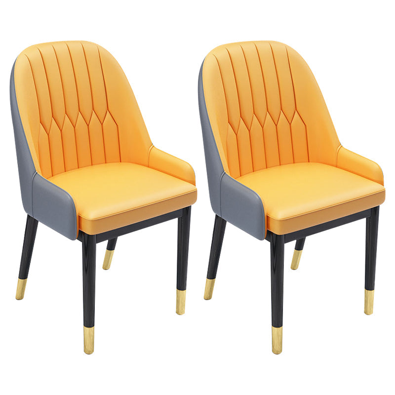 Nordic Style Metal Dining Chairs Home Cushioned Parsons Chair with Arm Yellow 2 Piece Set Clearhalo ' kitchen&dining_furn' 'Dining Chairs' 'Dining Tables & Seating' 'dining_chair' 'furn' 'furn_dining_chair' 'Furniture' 'furniture_dining_chair' 'Kitchen & Dining Furniture' 'kitchen' 3852935