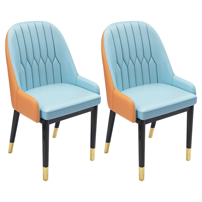 Nordic Style Metal Dining Chairs Home Cushioned Parsons Chair with Arm Light Blue 2 Piece Set Clearhalo ' kitchen&dining_furn' 'Dining Chairs' 'Dining Tables & Seating' 'dining_chair' 'furn' 'furn_dining_chair' 'Furniture' 'furniture_dining_chair' 'Kitchen & Dining Furniture' 'kitchen' 3852941