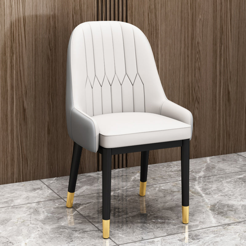 Nordic Style Metal Dining Chairs Home Cushioned Parsons Chair with Arm White-Gray 1 Piece Clearhalo ' kitchen&dining_furn' 'Dining Chairs' 'Dining Tables & Seating' 'dining_chair' 'furn' 'furn_dining_chair' 'Furniture' 'furniture_dining_chair' 'Kitchen & Dining Furniture' 'kitchen' 3852946