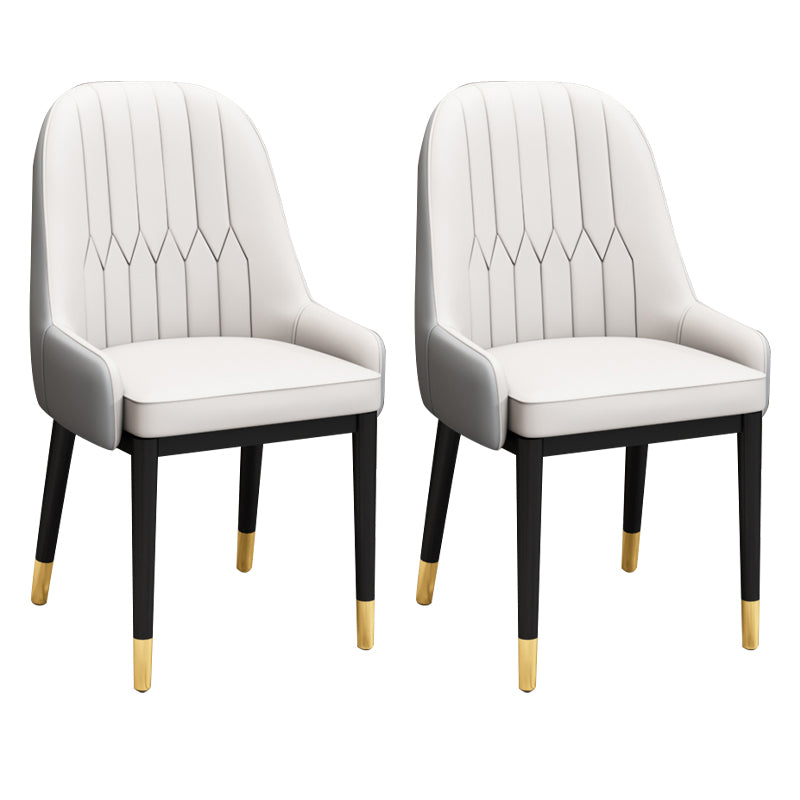 Nordic Style Metal Dining Chairs Home Cushioned Parsons Chair with Arm White-Gray 2 Piece Set Clearhalo ' kitchen&dining_furn' 'Dining Chairs' 'Dining Tables & Seating' 'dining_chair' 'furn' 'furn_dining_chair' 'Furniture' 'furniture_dining_chair' 'Kitchen & Dining Furniture' 'kitchen' 3852947
