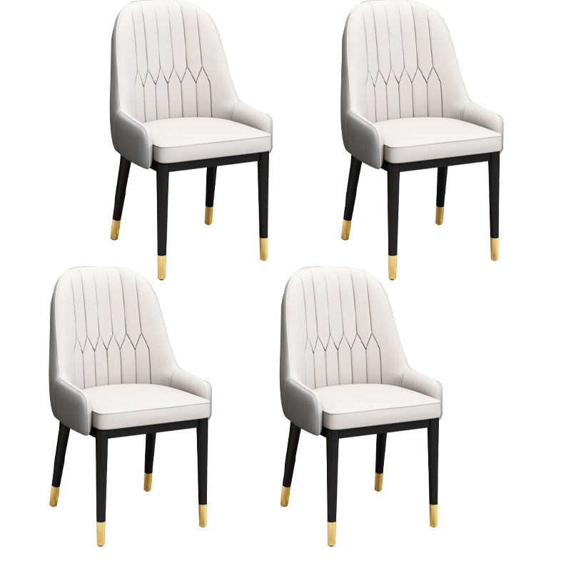 Nordic Style Metal Dining Chairs Home Cushioned Parsons Chair with Arm White-Gray 4 Piece Set Clearhalo ' kitchen&dining_furn' 'Dining Chairs' 'Dining Tables & Seating' 'dining_chair' 'furn' 'furn_dining_chair' 'Furniture' 'furniture_dining_chair' 'Kitchen & Dining Furniture' 'kitchen' 3852948