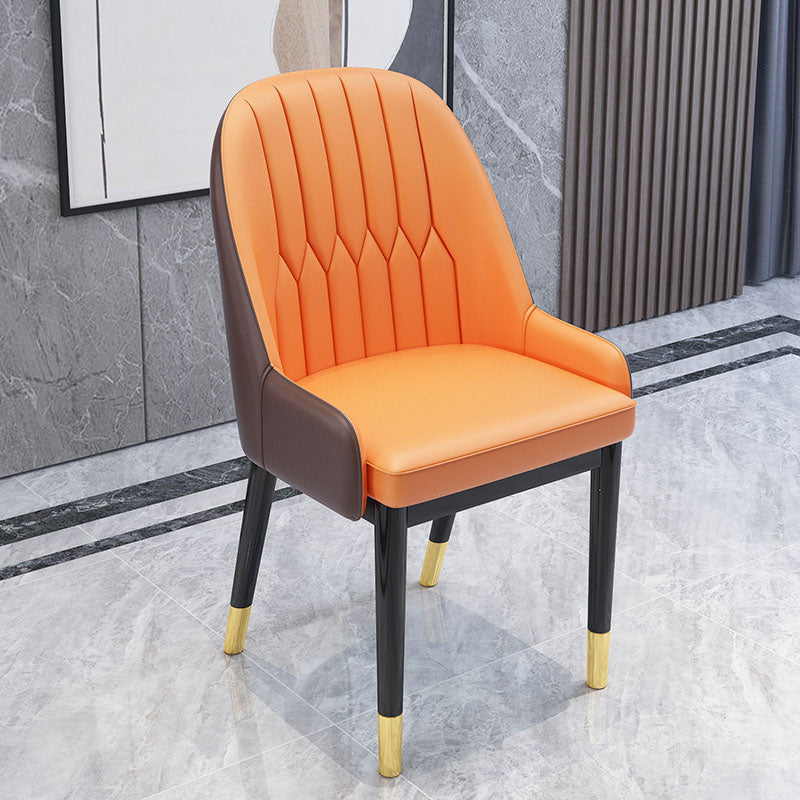 Nordic Style Metal Dining Chairs Home Cushioned Parsons Chair with Arm Khaki-Orange 1 Piece Clearhalo ' kitchen&dining_furn' 'Dining Chairs' 'Dining Tables & Seating' 'dining_chair' 'furn' 'furn_dining_chair' 'Furniture' 'furniture_dining_chair' 'Kitchen & Dining Furniture' 'kitchen' 3852955