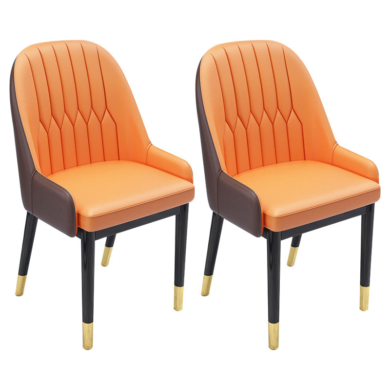 Nordic Style Metal Dining Chairs Home Cushioned Parsons Chair with Arm Khaki-Orange 2 Piece Set Clearhalo ' kitchen&dining_furn' 'Dining Chairs' 'Dining Tables & Seating' 'dining_chair' 'furn' 'furn_dining_chair' 'Furniture' 'furniture_dining_chair' 'Kitchen & Dining Furniture' 'kitchen' 3852956