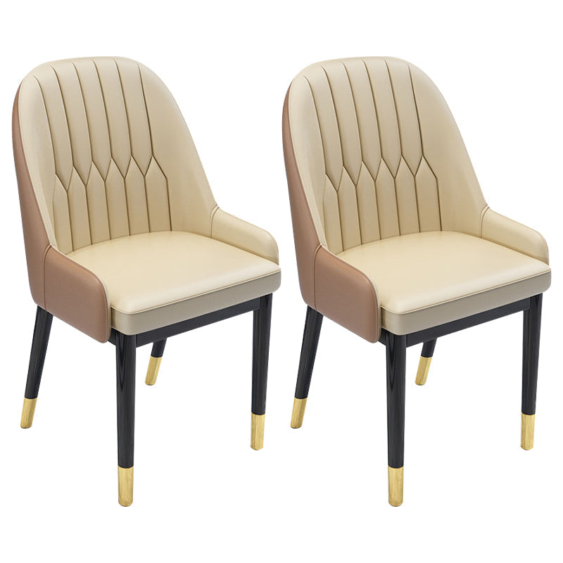 Nordic Style Metal Dining Chairs Home Cushioned Parsons Chair with Arm Beige-Coffee 2 Piece Set Clearhalo ' kitchen&dining_furn' 'Dining Chairs' 'Dining Tables & Seating' 'dining_chair' 'furn' 'furn_dining_chair' 'Furniture' 'furniture_dining_chair' 'Kitchen & Dining Furniture' 'kitchen' 3852959