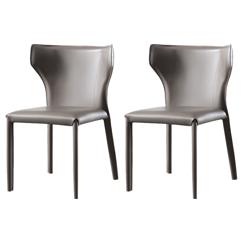 Saddle Leather Designer Style Home Side Chair Matte Finish Wingback Dining Chair Grey 2 Piece Set Clearhalo ' kitchen&dining_furn' 'Dining Chairs' 'Dining Tables & Seating' 'dining_chair' 'furn' 'furn_dining_chair' 'Furniture' 'furniture_dining_chair' 'Kitchen & Dining Furniture' 'kitchen' 3853027