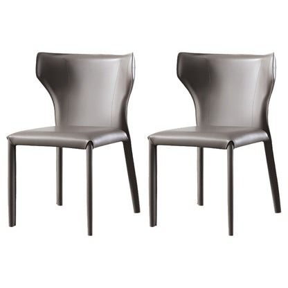 Saddle Leather Designer Style Home Side Chair Matte Finish Wingback Dining Chair Grey 2 Piece Set Clearhalo ' kitchen&dining_furn' 'Dining Chairs' 'Dining Tables & Seating' 'dining_chair' 'furn' 'furn_dining_chair' 'Furniture' 'furniture_dining_chair' 'Kitchen & Dining Furniture' 'kitchen' 3853027