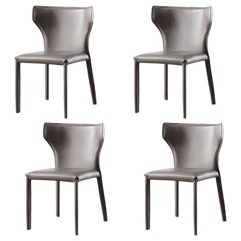 Saddle Leather Designer Style Home Side Chair Matte Finish Wingback Dining Chair Grey 4 Piece Set Clearhalo ' kitchen&dining_furn' 'Dining Chairs' 'Dining Tables & Seating' 'dining_chair' 'furn' 'furn_dining_chair' 'Furniture' 'furniture_dining_chair' 'Kitchen & Dining Furniture' 'kitchen' 3853028