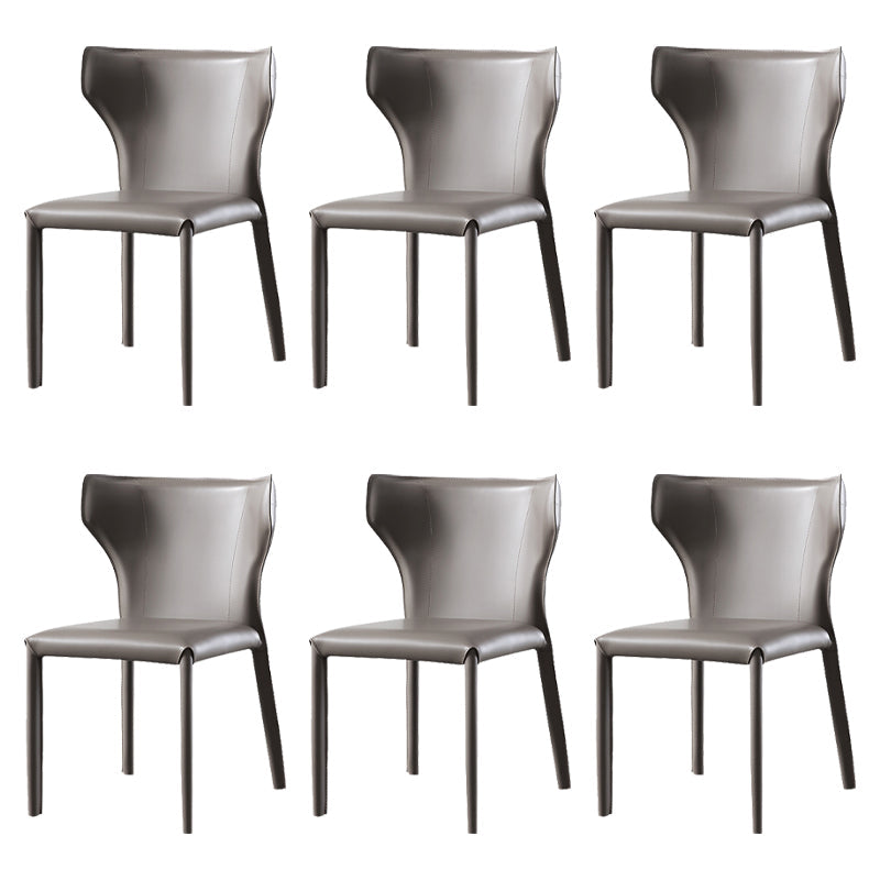 Saddle Leather Designer Style Home Side Chair Matte Finish Wingback Dining Chair Grey 6 Piece Set Clearhalo ' kitchen&dining_furn' 'Dining Chairs' 'Dining Tables & Seating' 'dining_chair' 'furn' 'furn_dining_chair' 'Furniture' 'furniture_dining_chair' 'Kitchen & Dining Furniture' 'kitchen' 3853030