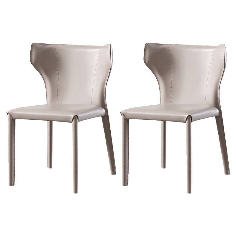 Saddle Leather Designer Style Home Side Chair Matte Finish Wingback Dining Chair Light Khaki 2 Piece Set Clearhalo ' kitchen&dining_furn' 'Dining Chairs' 'Dining Tables & Seating' 'dining_chair' 'furn' 'furn_dining_chair' 'Furniture' 'furniture_dining_chair' 'Kitchen & Dining Furniture' 'kitchen' 3853039