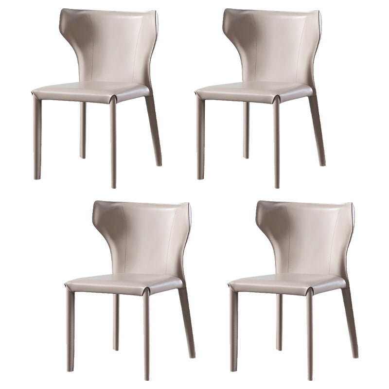 Saddle Leather Designer Style Home Side Chair Matte Finish Wingback Dining Chair Light Khaki 4 Piece Set Clearhalo ' kitchen&dining_furn' 'Dining Chairs' 'Dining Tables & Seating' 'dining_chair' 'furn' 'furn_dining_chair' 'Furniture' 'furniture_dining_chair' 'Kitchen & Dining Furniture' 'kitchen' 3853041