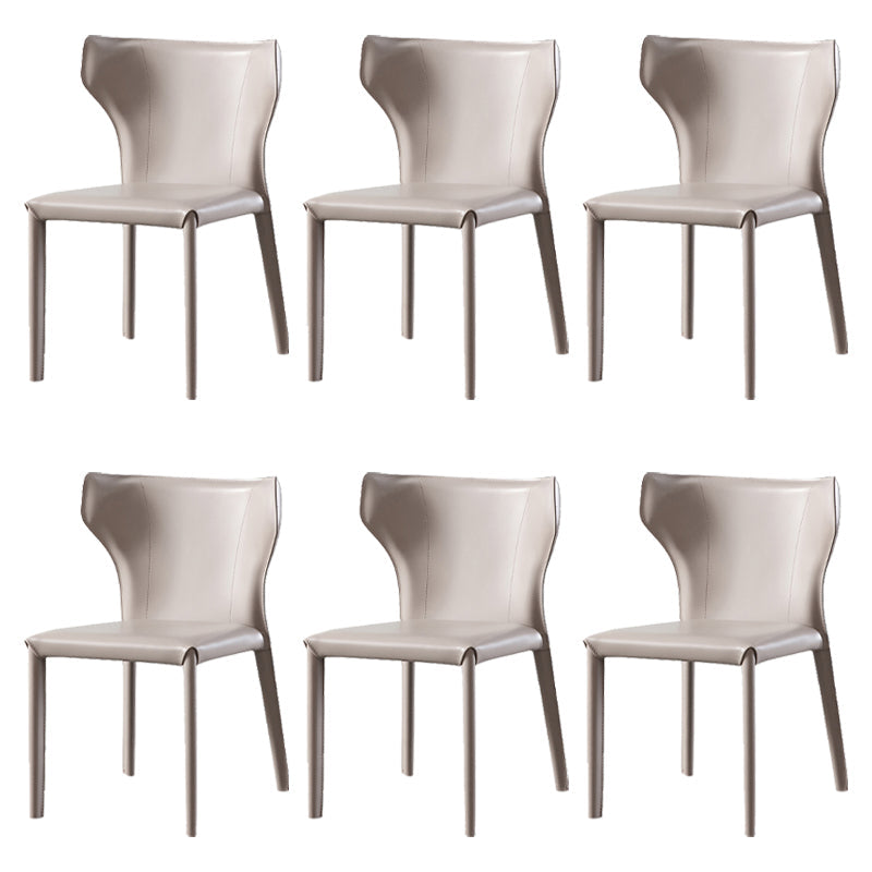 Saddle Leather Designer Style Home Side Chair Matte Finish Wingback Dining Chair Light Khaki 6 Piece Set Clearhalo ' kitchen&dining_furn' 'Dining Chairs' 'Dining Tables & Seating' 'dining_chair' 'furn' 'furn_dining_chair' 'Furniture' 'furniture_dining_chair' 'Kitchen & Dining Furniture' 'kitchen' 3853042