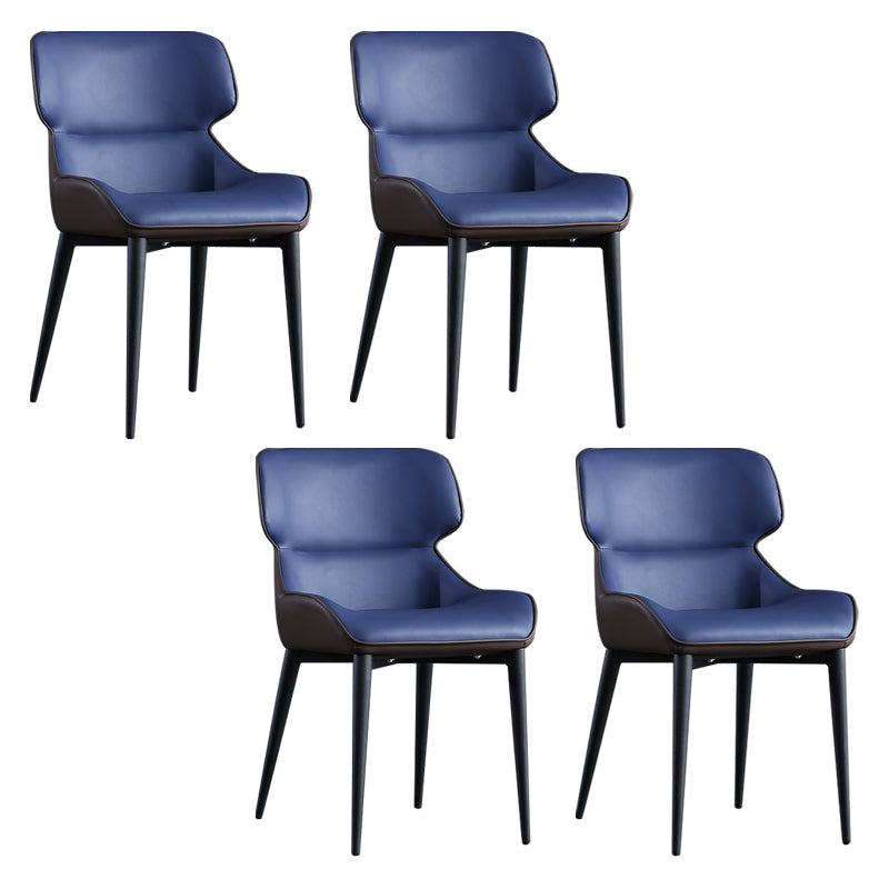 Contemporary Metal Dining Room Chairs Upholstered Linen Fabric Dining Chair for Indoor Use Blue 4 Piece Set Clearhalo ' kitchen&dining_furn' 'Dining Chairs' 'Dining Tables & Seating' 'dining_chair' 'furn' 'furn_dining_chair' 'Furniture' 'furniture_dining_chair' 'Kitchen & Dining Furniture' 'kitchen' 3853051