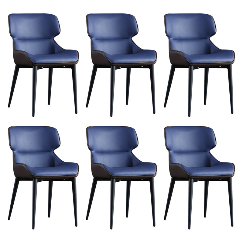 Contemporary Metal Dining Room Chairs Upholstered Linen Fabric Dining Chair for Indoor Use Blue 6 Piece Set Clearhalo ' kitchen&dining_furn' 'Dining Chairs' 'Dining Tables & Seating' 'dining_chair' 'furn' 'furn_dining_chair' 'Furniture' 'furniture_dining_chair' 'Kitchen & Dining Furniture' 'kitchen' 3853052
