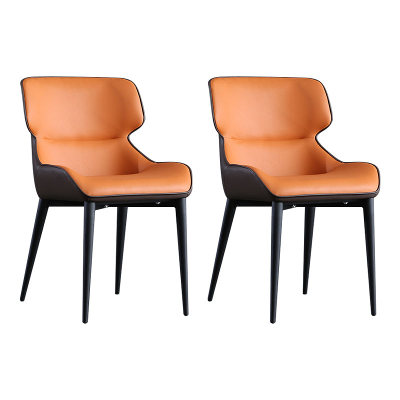Contemporary Metal Dining Room Chairs Upholstered Linen Fabric Dining Chair for Indoor Use Orange 2 Piece Set Clearhalo ' kitchen&dining_furn' 'Dining Chairs' 'Dining Tables & Seating' 'dining_chair' 'furn' 'furn_dining_chair' 'Furniture' 'furniture_dining_chair' 'Kitchen & Dining Furniture' 'kitchen' 3853055