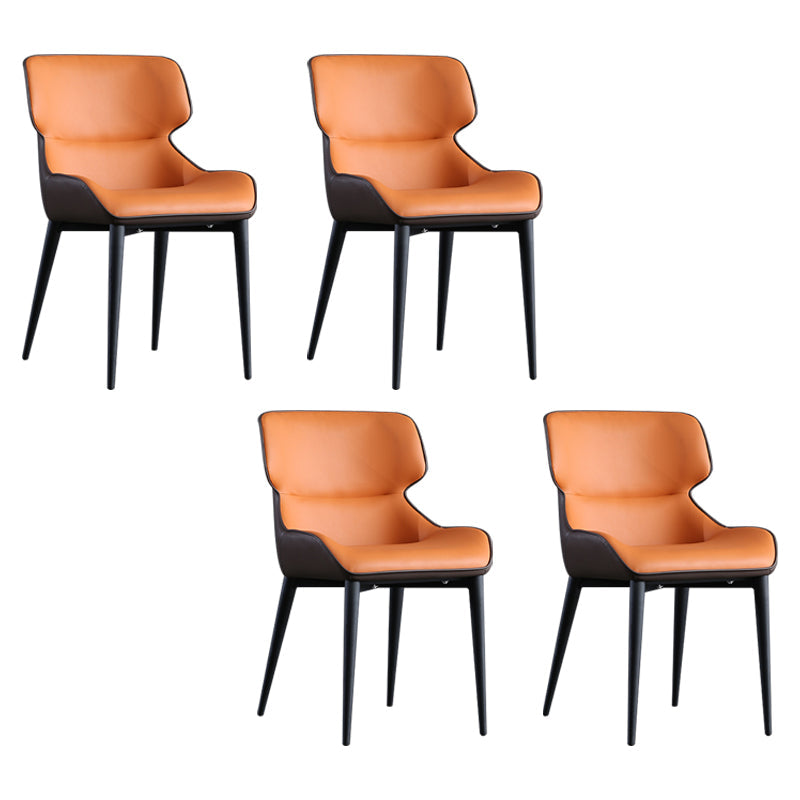 Contemporary Metal Dining Room Chairs Upholstered Linen Fabric Dining Chair for Indoor Use Orange 4 Piece Set Clearhalo ' kitchen&dining_furn' 'Dining Chairs' 'Dining Tables & Seating' 'dining_chair' 'furn' 'furn_dining_chair' 'Furniture' 'furniture_dining_chair' 'Kitchen & Dining Furniture' 'kitchen' 3853057